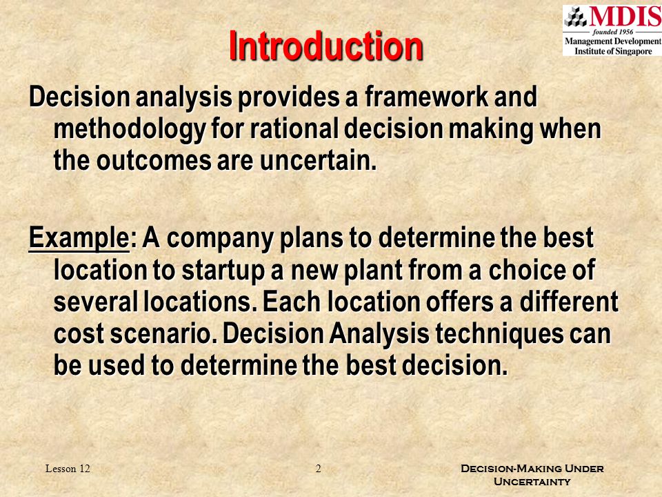 An introduction to the analysis of career decision making